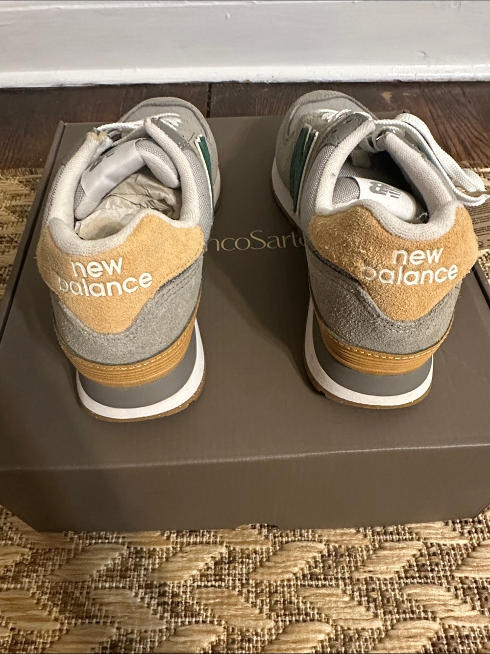 New Balance Gray Sneakers with Green N Logo - Picture 3 of 4